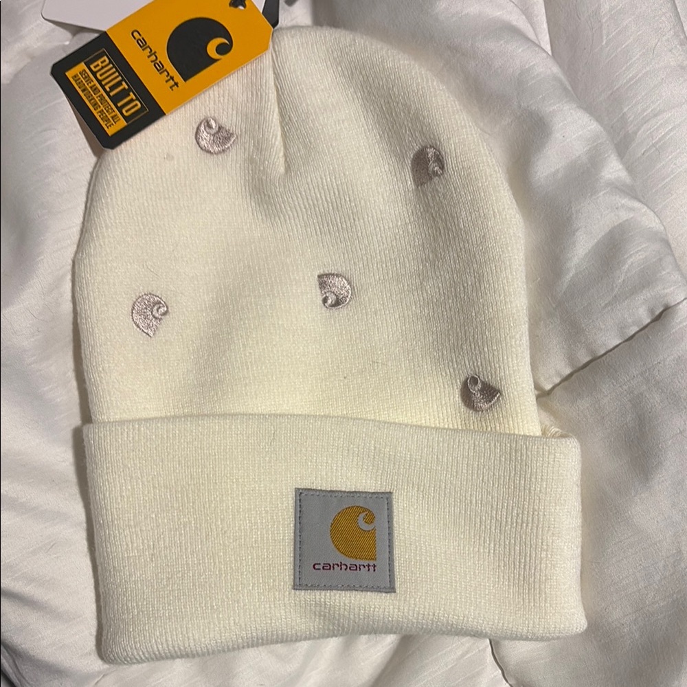Carhartt Kids Cream Beanie with Logo